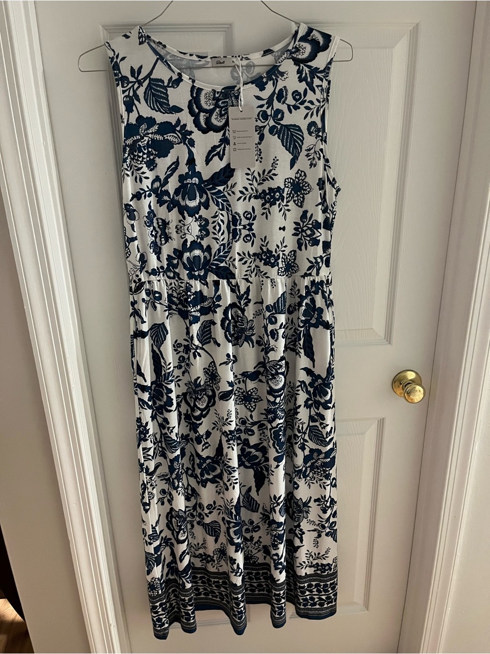Navy and White Floral Midi Dress